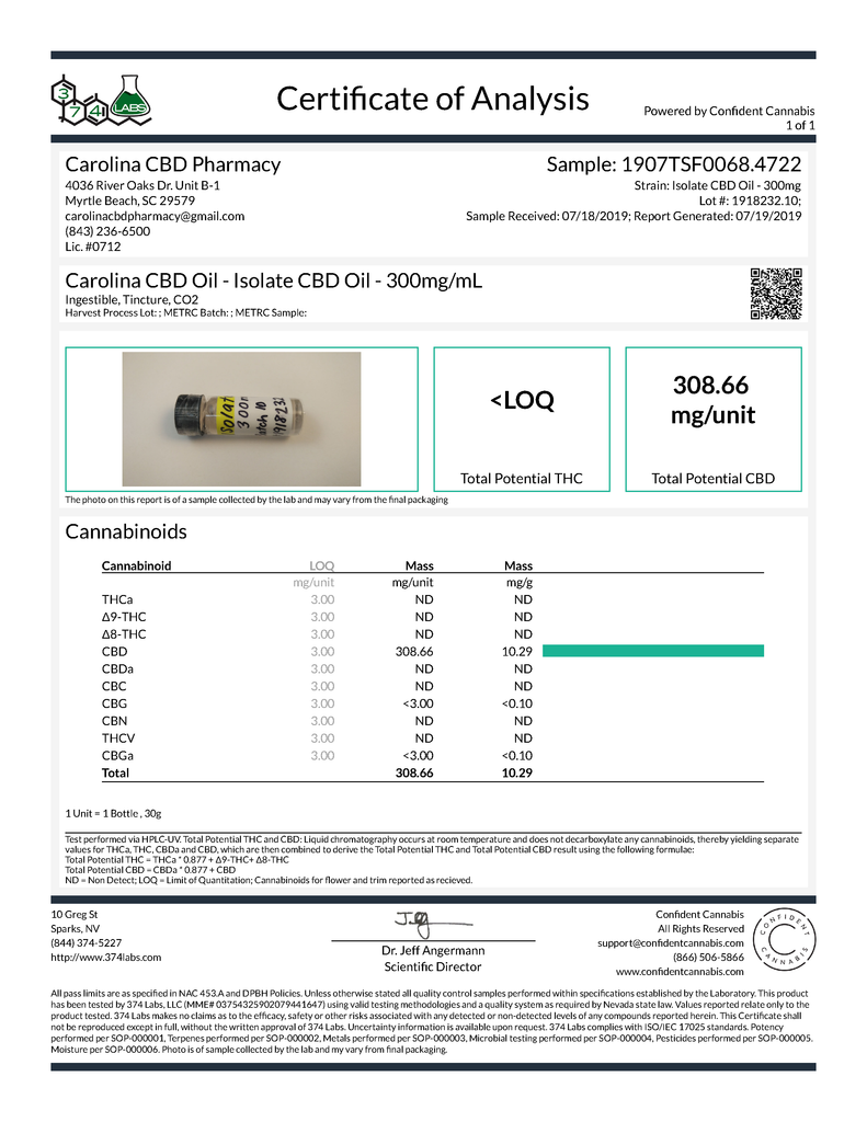 CBD oil tincture - Isolate 300mg